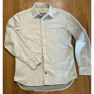 Taylor Stitch Made in California Shirt 40 Medium Ivory Blue Micro Dot
